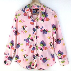 Banana Republic Pink Neon Print Button Down Shirt Size X-Small